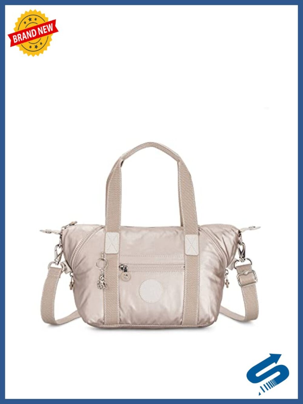 Kipling Art Mini Metallic Shoulder Bag Tote Crossbody Nylon